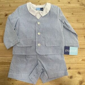 Good Lad Baby Boy Blue White Striped Seersucker Suit‎ Set - Size 2T